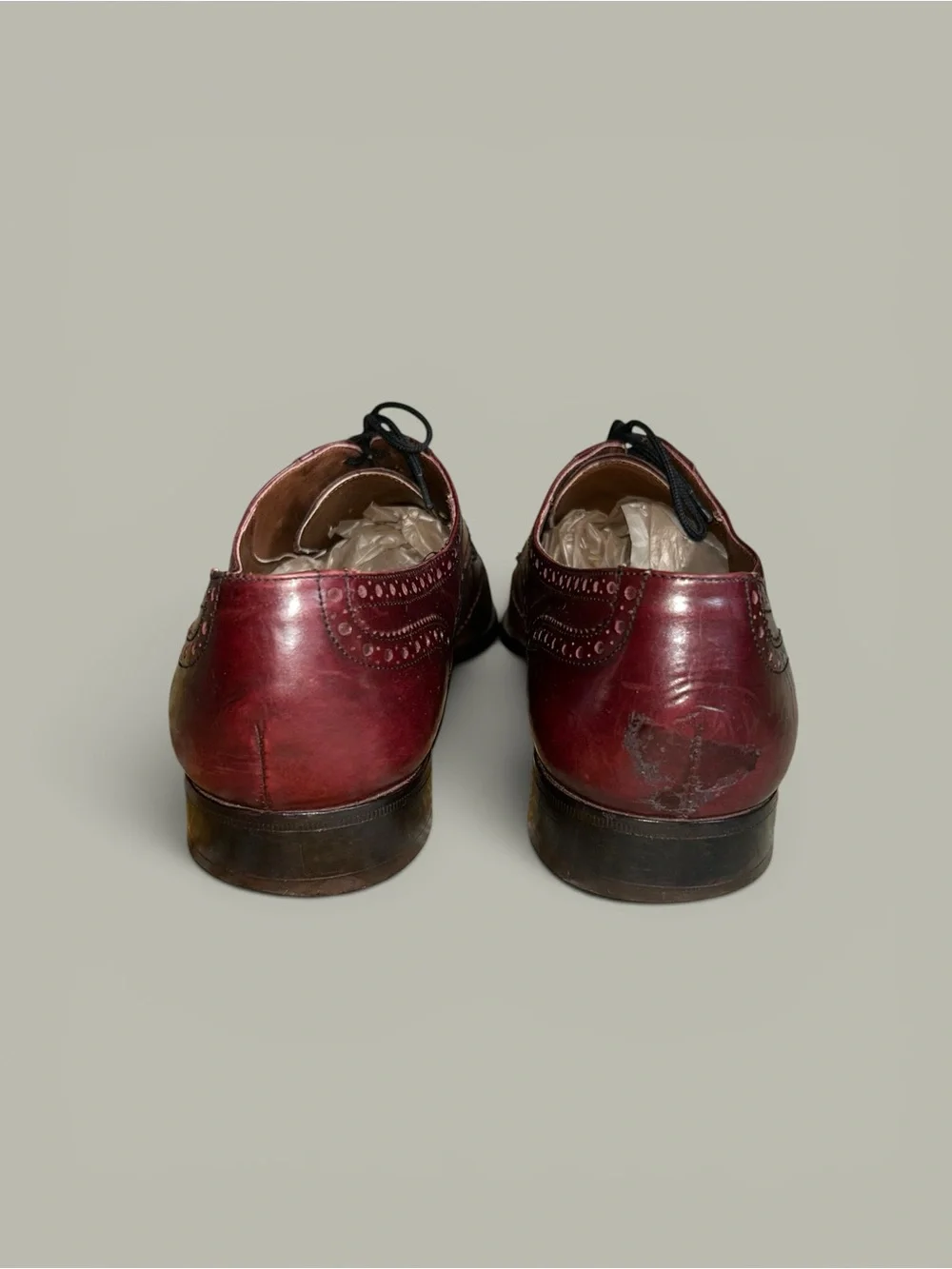 Bally Wingtip Oxblood Leather Brogue Wingtips Mens Size 9 Vintage Made In Italy
